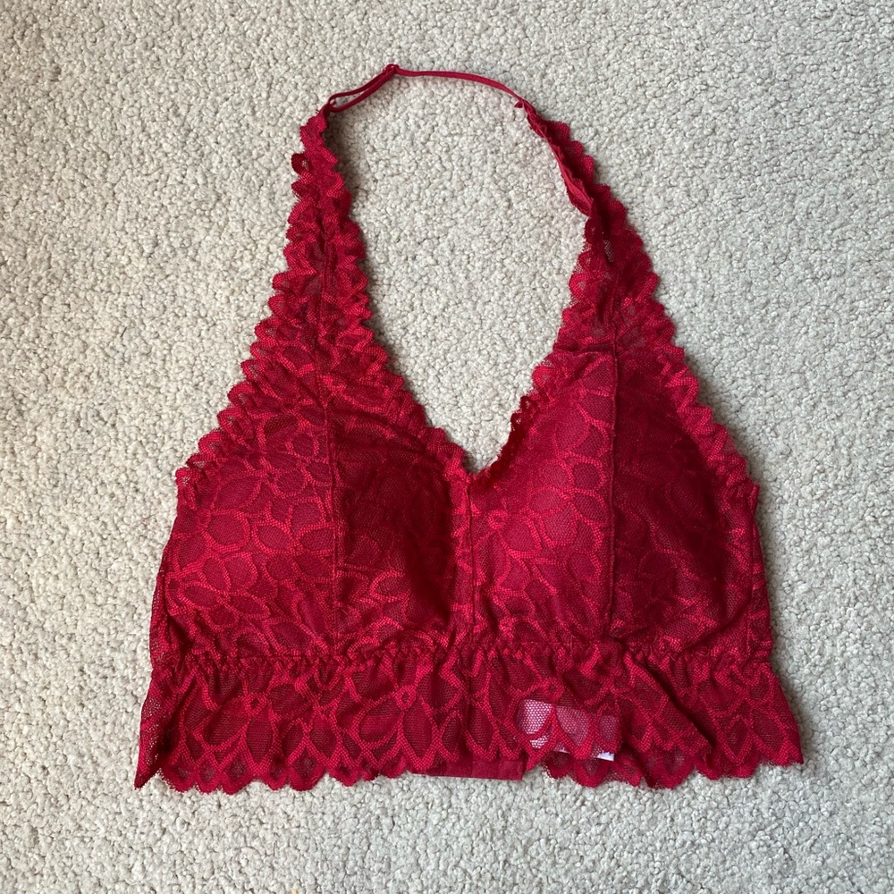 Red Lace Halter Bralette